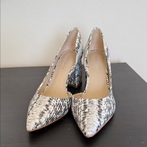 Marc Fisher Black and White Snakeskin Heels